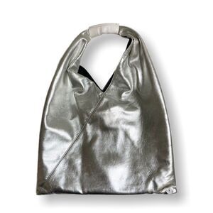 MM6 Maison Margiela Silver Foil Vegan Leather Triangle Top Handle Hobo Bag GUC